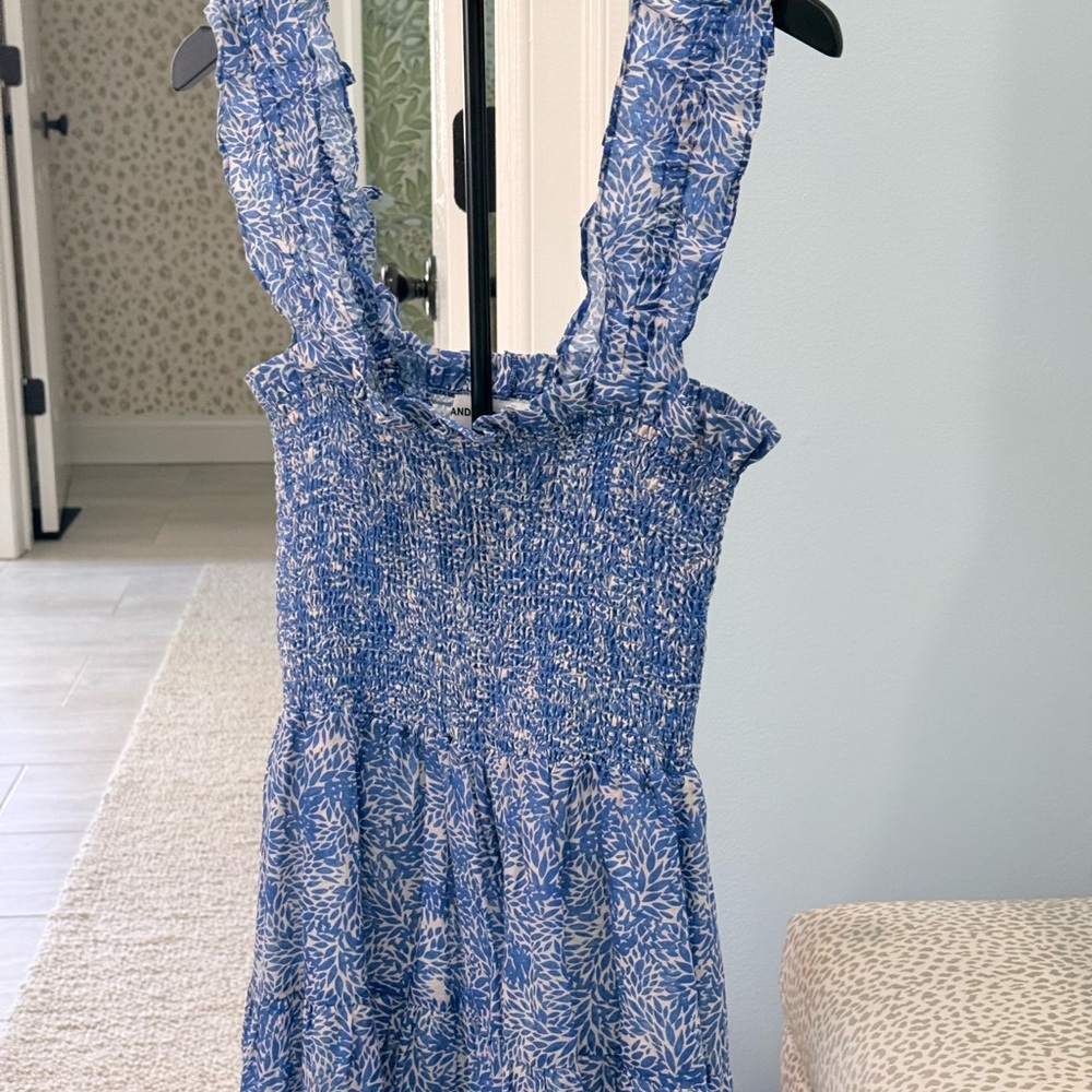 Amanda Uprichard Floral Blue and White Midi Dress